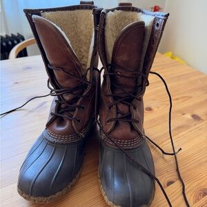 L.L. Bean Women's Brown Bean Boots Shearling-Lined